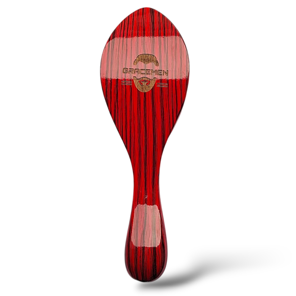 Gracemen Wave Brush 100% Boar Bristles w/ Curved Wooden Handle