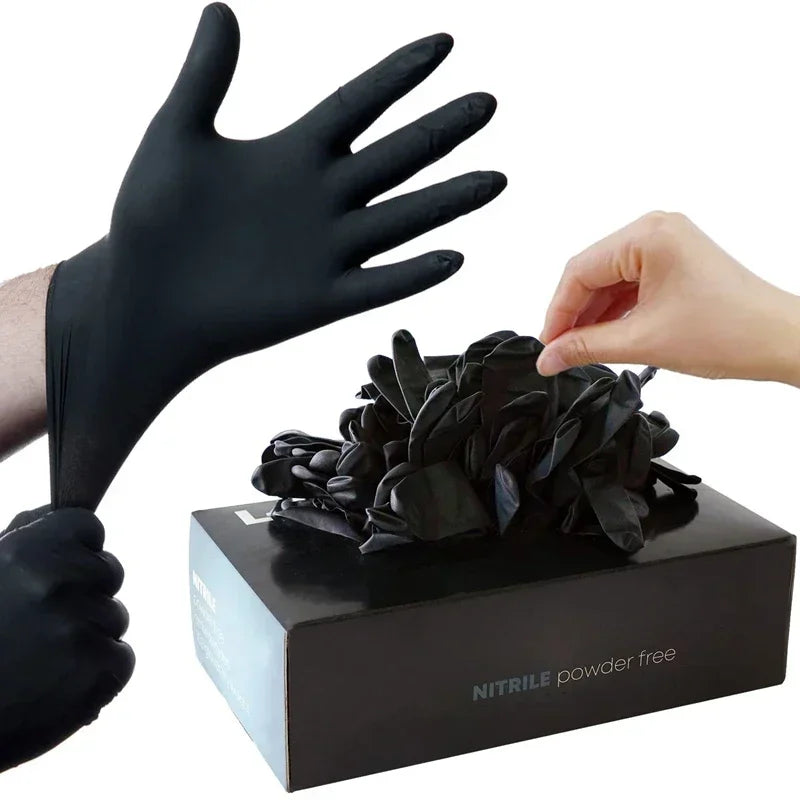 Black Nitrile disposable barber gloves