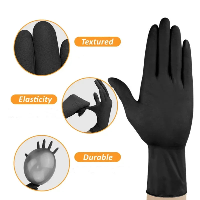 Black Nitrile disposable barber gloves